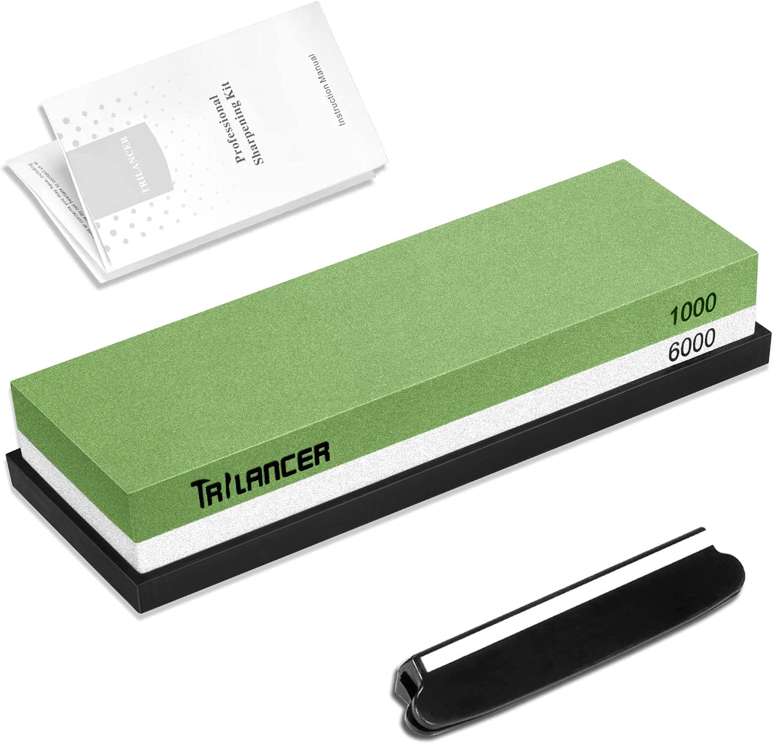 Whetstone 1000/6000 Knife Sharpening Stone, Knife Sharpener, Trilancer Japanese Style Waterstone Kit, Angle Guide and Rubber Base Included