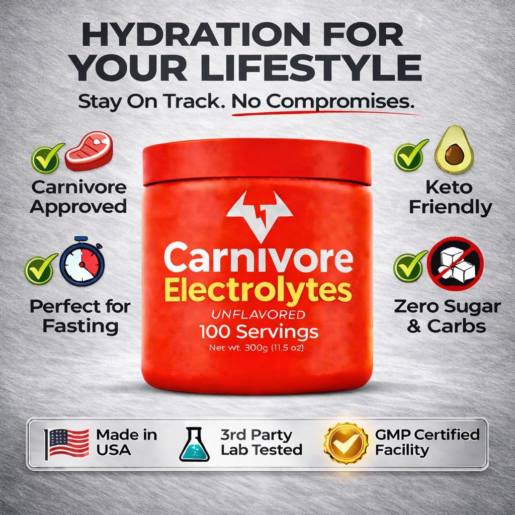 Carnivore Electrolytes Powder – 100 servings, Sugar-Free Premium Hydration, No Carbs, Calories, Sweeteners, Colorings, Flavorings or Preservatives. Zero Sugar. Primal Hydration for Active Lifestyles - Image 8