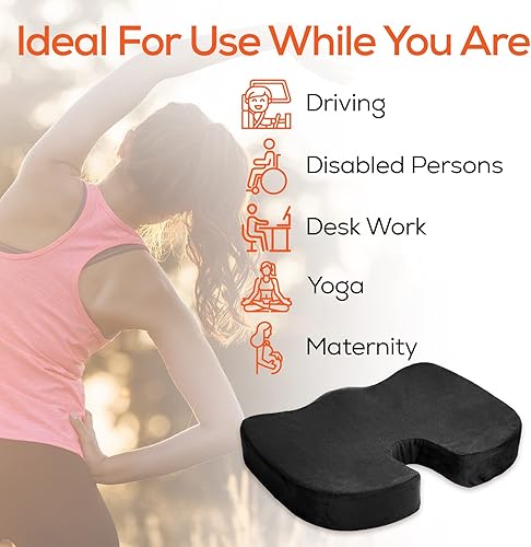 Miniatura 3 de Trobo - Cojín de asiento almohada de automóvil para asiento de conducción para mejorar el dolor de ciática coxis cadera y coxis almohadilla