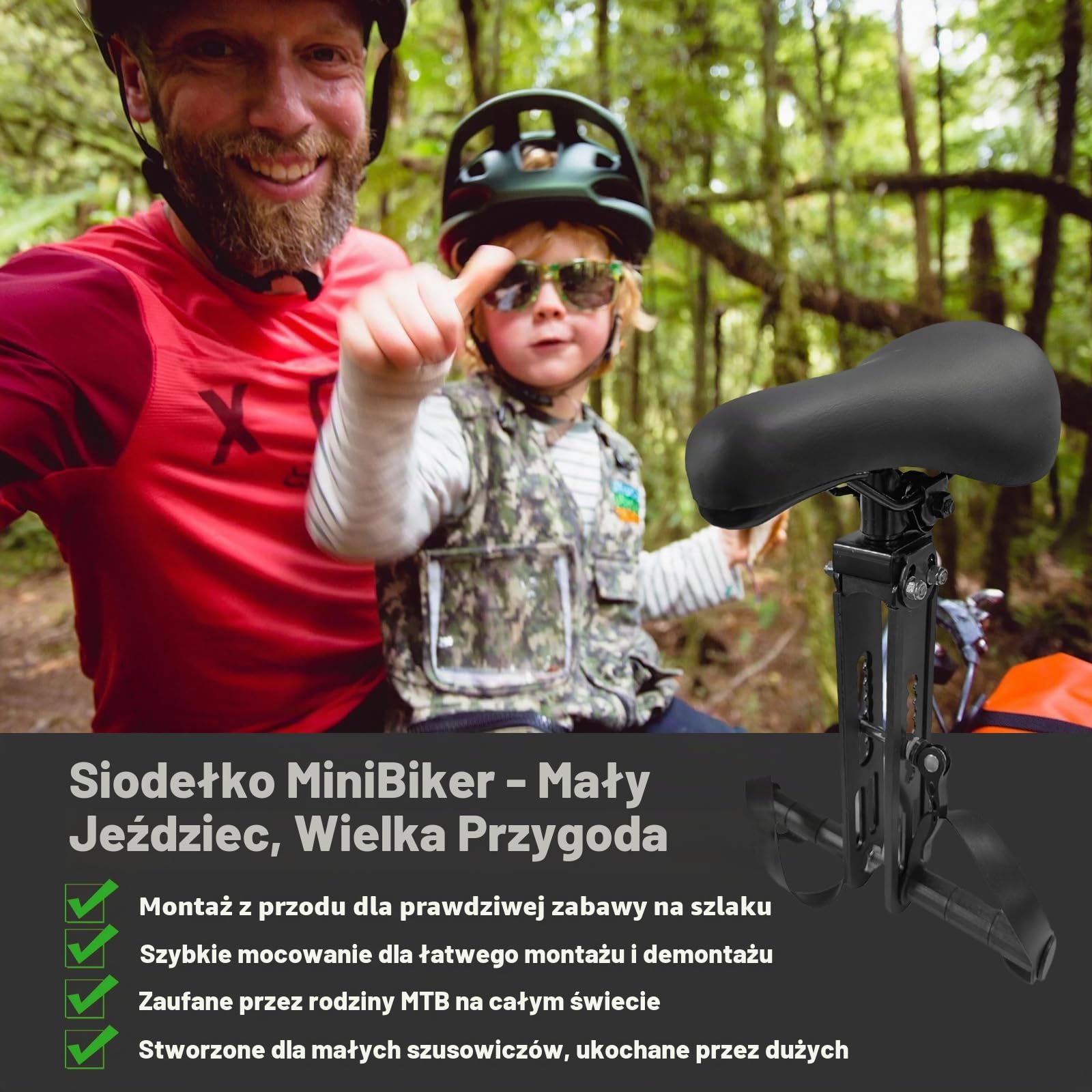 Kid Bike Seat Pro, Kid Bike Seat Front Mounted and Handlebar, for Mountain Bike Parent-Child Cycling, for Children Aged 2~5 Years, Adjustable for Comfort(Bike Seat WITH Handlebar)