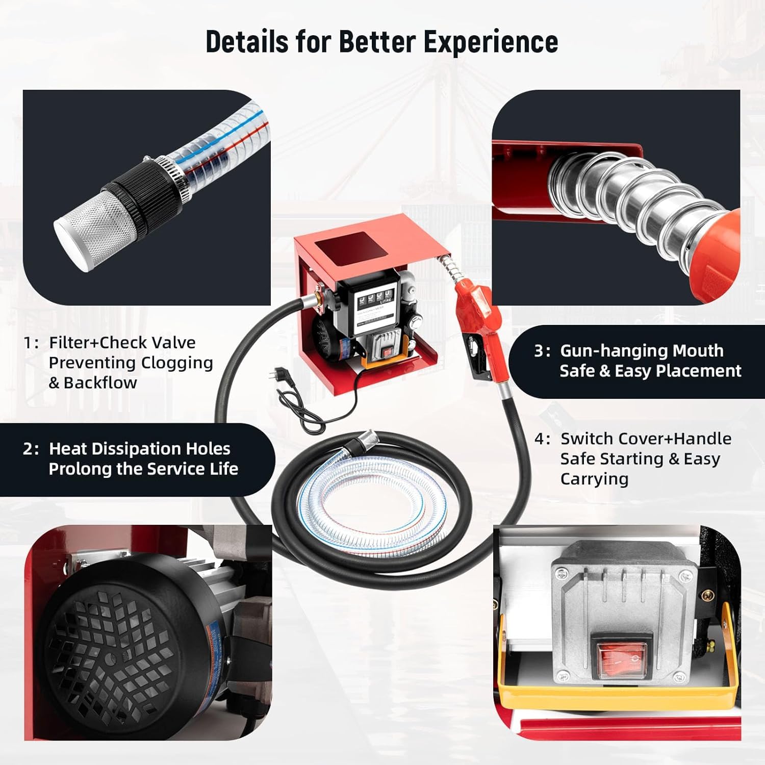 Pompa diesel, 220 V 550 W, pompa per olio 60 l/min, autoadescante, con pistola automatica e ugello per carburante, pompa autoadescante per officine auto, riciclaggio di auto