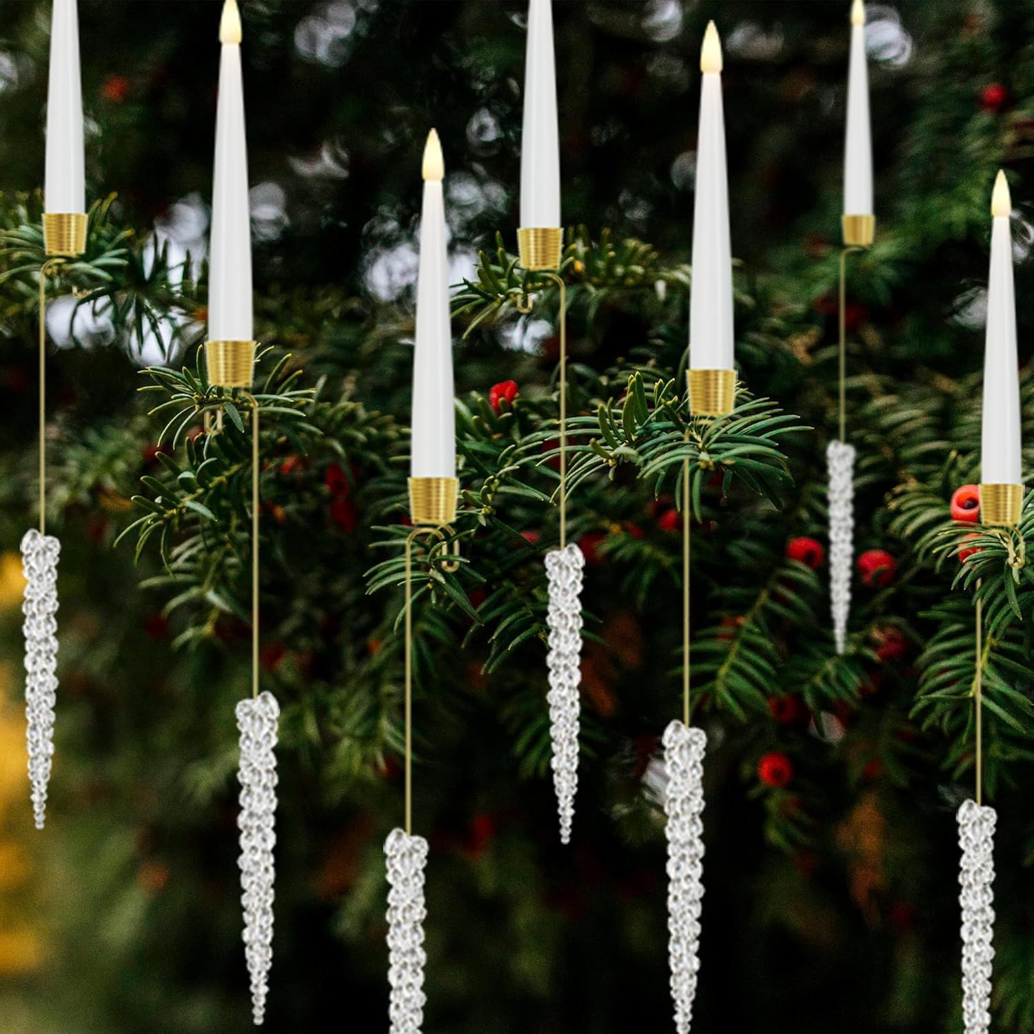 Świece świetlne choinkowe | Migoczące świece bezpłomieniowe z pilotem zdalnego sterowania - 6/12 sztuk bezpłomieniowych diod LED z haczykiem kulkowym na zewnątrz, na imprezę, do domu, na wesele i