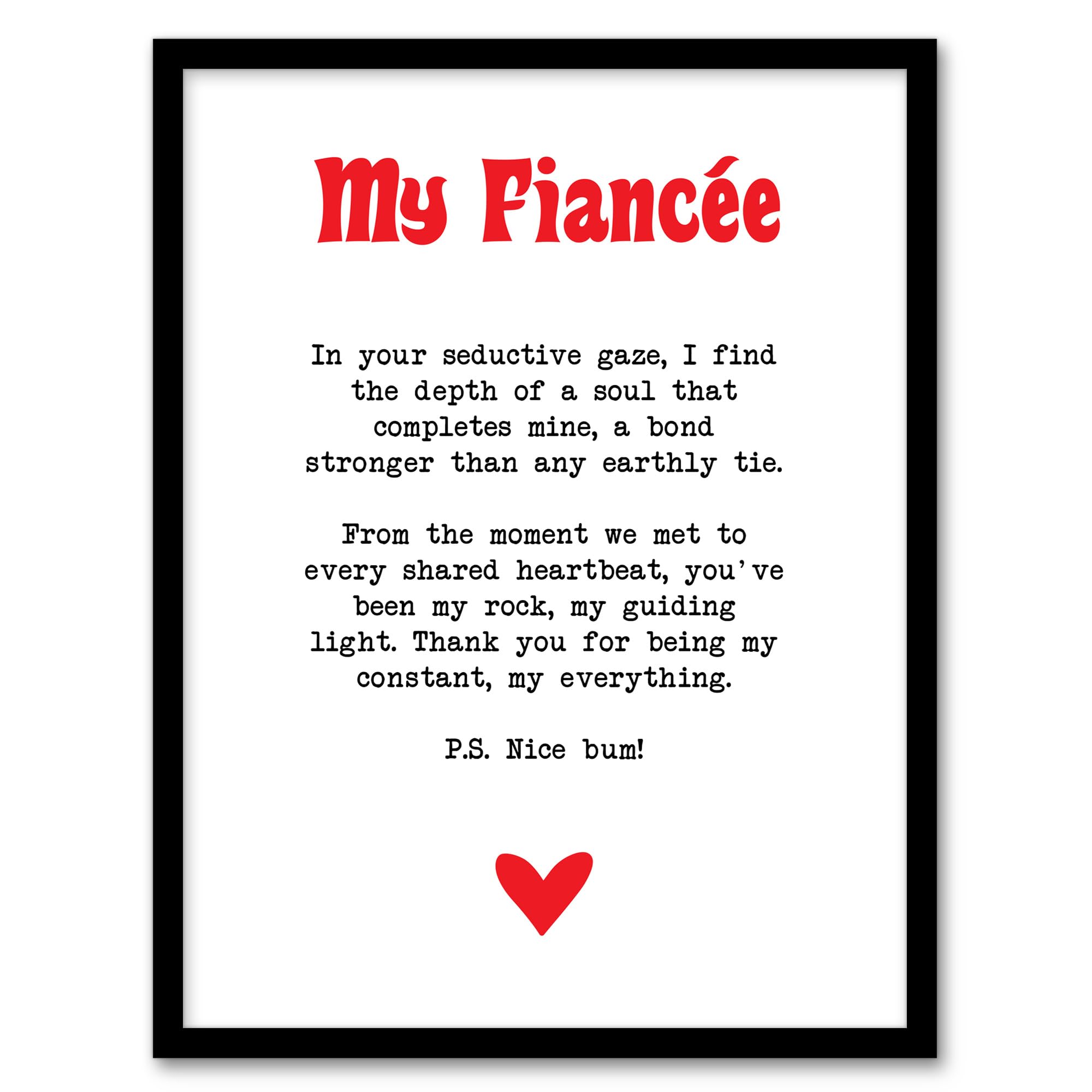Artery8 Love Poem My Everything Fiancée Romantic Poetry Bedroom Artwork Framed Wall Art Print 18X24 Inch