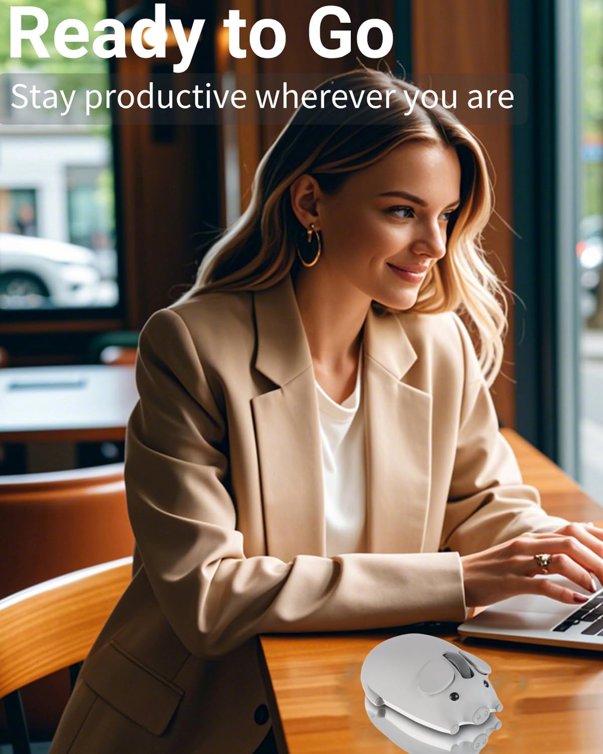 Wireless Mouse Cute Pig Bluetooth & USB Dual Mode Mice,Silent Portable Compact Gray Fun Mice for Mac/PC/Laptop/Chromebook/Computer/Tablet/iPad/MacBook Air/Pro Travel Kids Girls Boys Women Men Gift