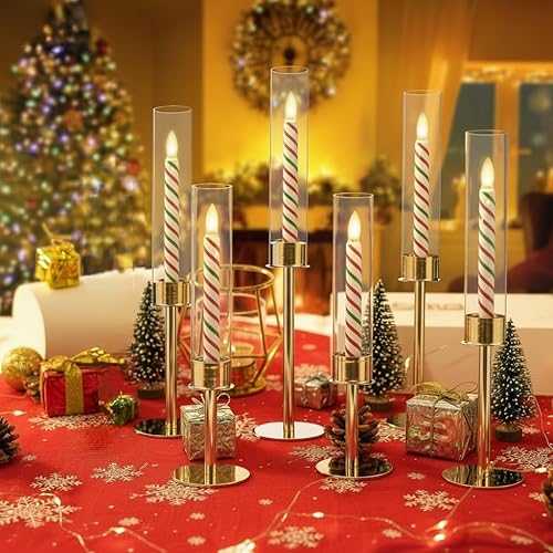 Miniatura 9 de VINCIGANT 12 candelabros dorados a granel para centros de mesa de fiesta, centros de mesa de metal con pantalla acrílica para bodas, Halloween,