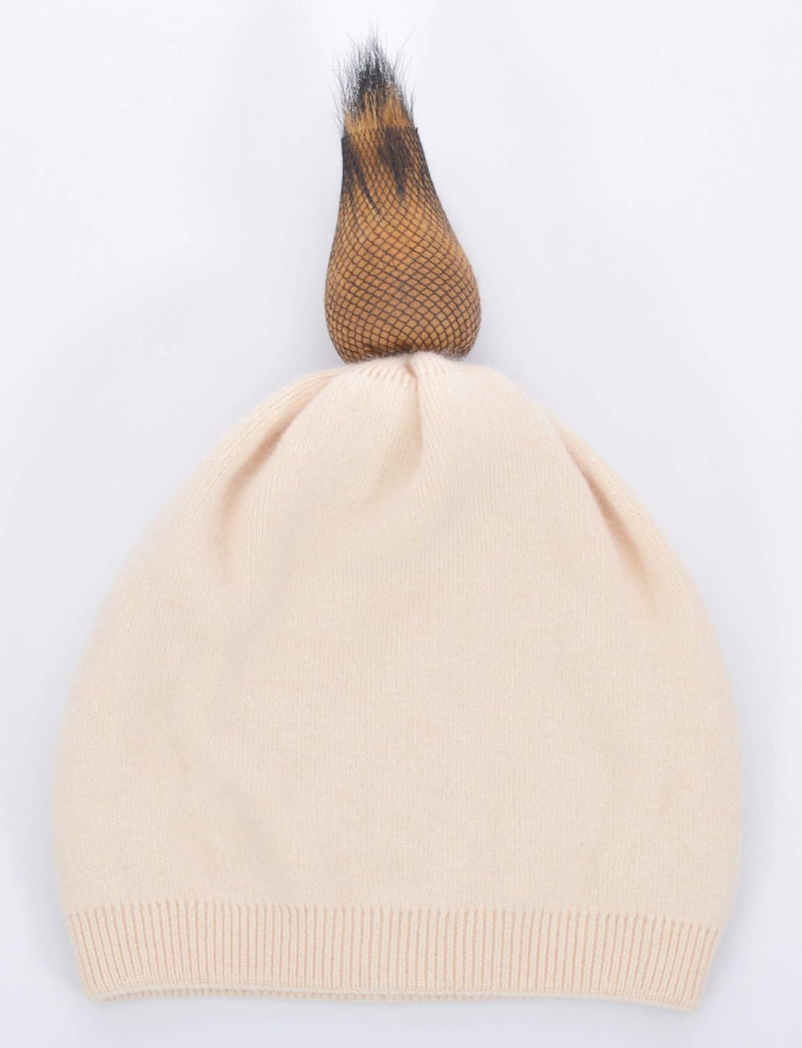 Women's Real Fur Pom Pom Cashmere Wool Blend Winter Slouchy Knit Beanie Hat with Real Pom Pom Beanie Hat - Image 6