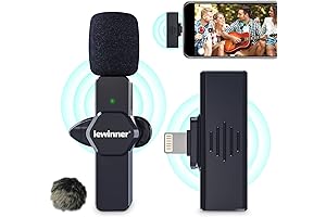 Lewinner Lavalier Microphone - Wireless, No App Needed, Plug & Play Lapel Mini Mic