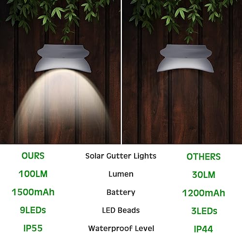 Miniatura 6 de 12 luces solares para canalón al aire libre 9 LED impermeable iluminación solar valla de cubierta lámparas de energía solar luz blanca para jardín