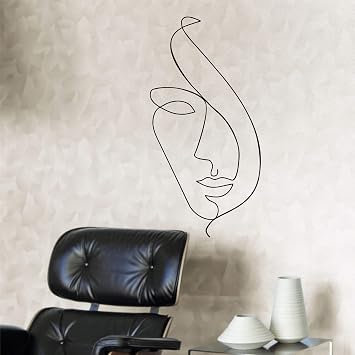 DEKADRON  izgi Duvar Sanat , Soyut Y z Metal Duvar Sanat , Minimalist Sanat, Geometrik Metal Duvar Dekoru, Ev Dekorasyonu, Geometrik Duvar Hal lar  30 x 60
