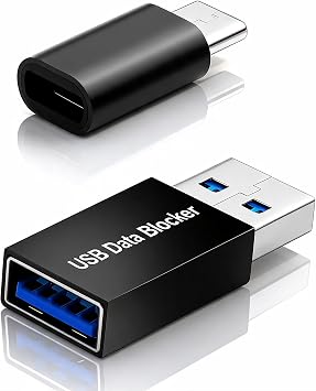 2-Pack USB A Data Blocker & USB-C Data Blocker Charge Only Adapters Prevent Juice Jacking Secure Data Blocking for Smartphones, Tablets, and Laptops