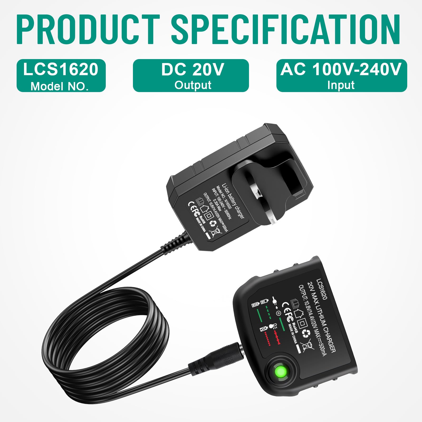 Qbmel Cargador de batería de litio de 20 voltios BDCAC202B Reemplazo para Black and Decker 16V-20V MAX batería de litio LBXR20 LBX4020 LBXR20 LBXR2020 LBXR2020-OPE Qbmel Cargador de batería de litio de 20 voltios BDCAC202B Reemplazo para Black and Decker 16V-20V MAX batería de litio LBXR20 LBX4020 LBXR20 LBXR2020 LBXR2020-OPE