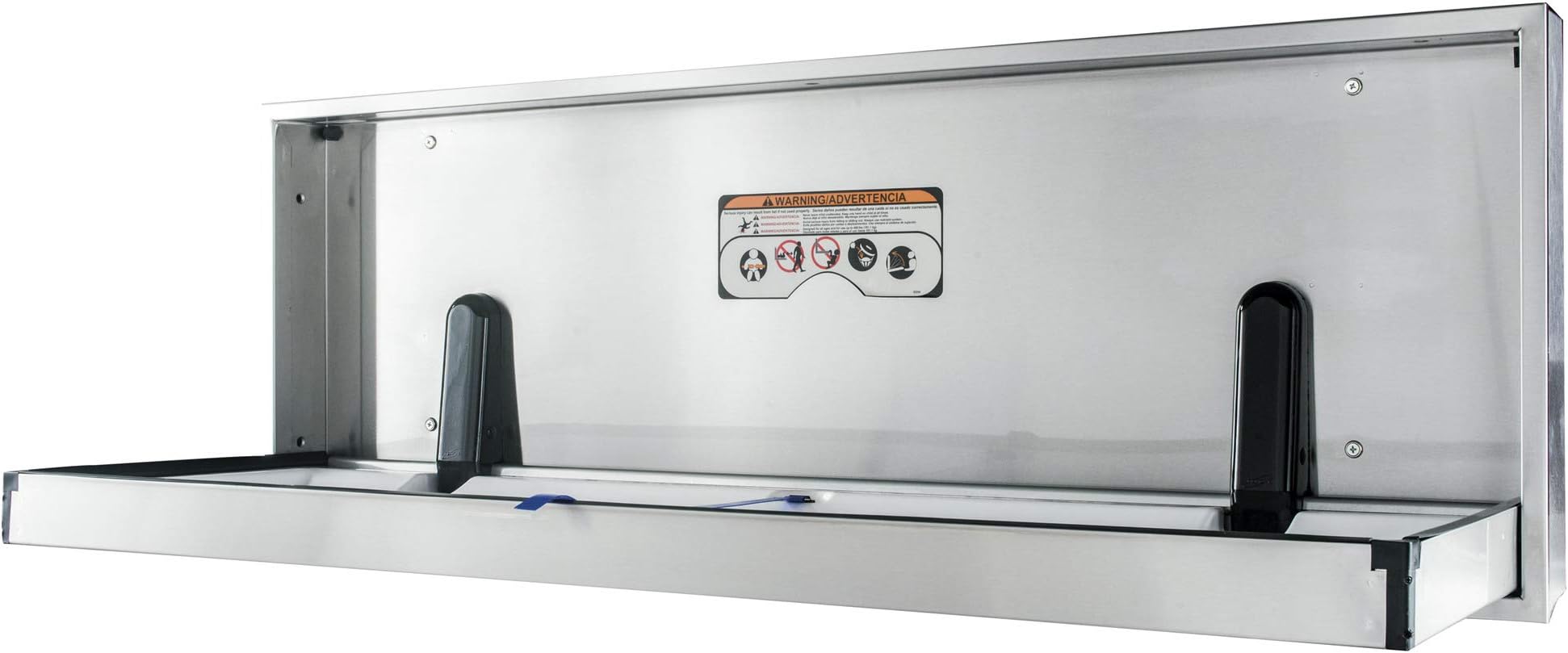 Foundations Stainless Steel Extended Length Changing Station, Wall Mounted, Accommodates People 4’10” or Shorter, Easy Installation, ABS Plastic Tray, (100SSE-SM)