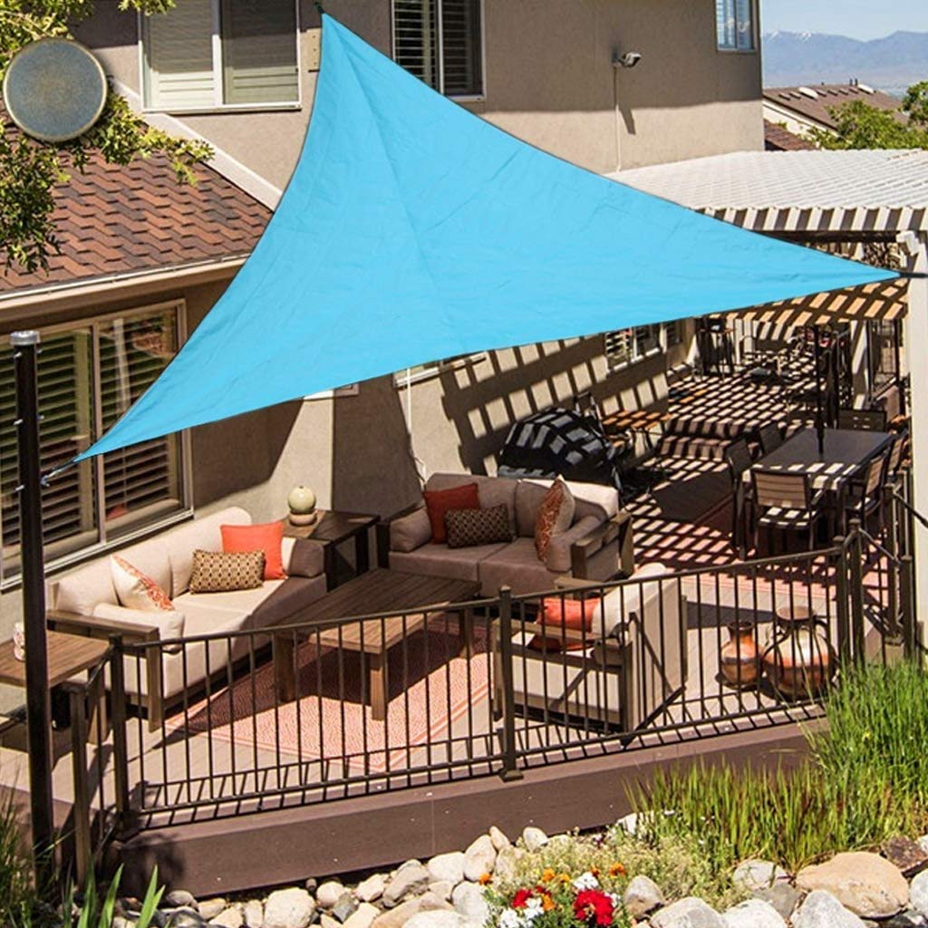 Sun Shade Sail Canopy Płótno UV - niebieski trójkątny cień żagla, taras ogrodowy, markiza basenowa, plandeka włączana na wodę