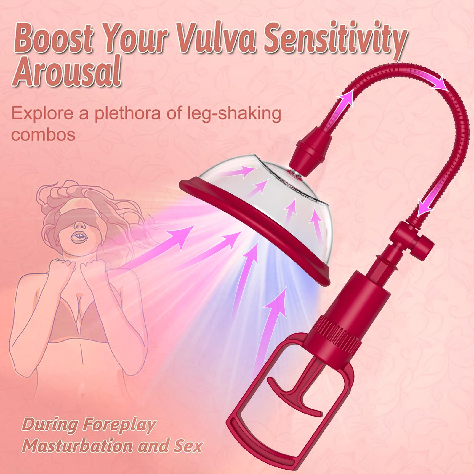 Pompe à Vide Manuelle pour Clitoris et Vagin, Stimulateur Féminin Intensifié, Plaisir Sexuel Accru, Aspiration Puissante, Sensibilité Augmentée, Outil de Plaisir pour Femmes (Version Rouge)