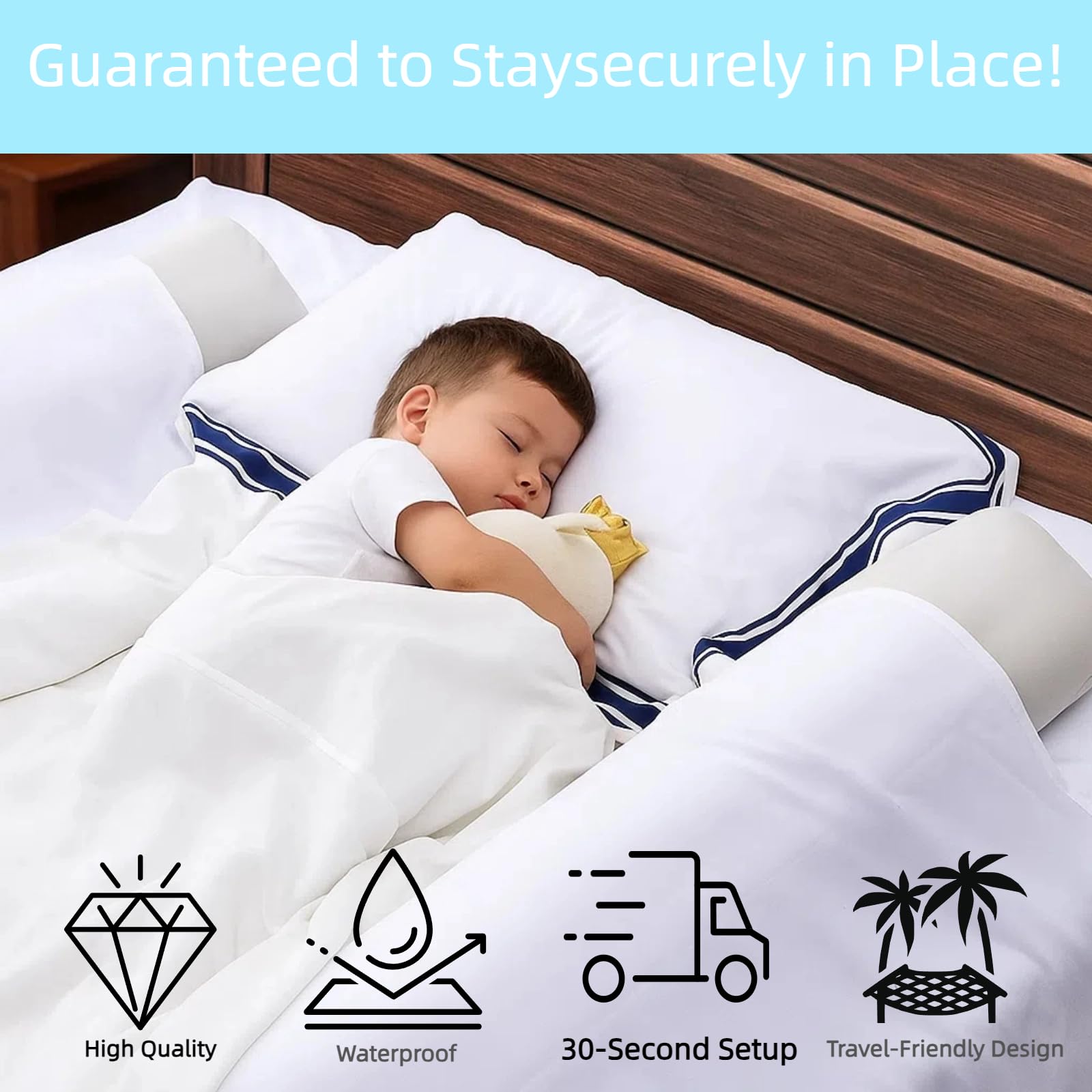 2 Pack Inflatable Bed Cover, 120cm Inflatable Safe Bed Rail for Toddler Elderly Safe Travel Bed Bumpers - Image 4