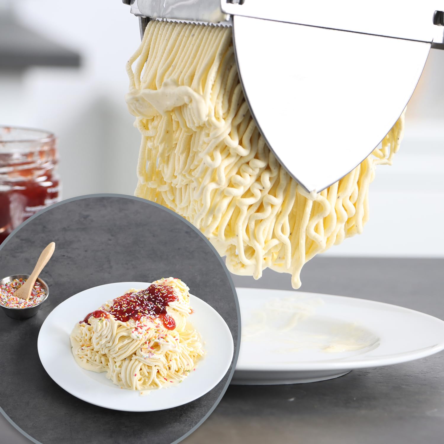 com-four® Kartoffelpresse aus rostfreiem Edelstahl, spülmaschinengeeignet - Spätzlepresse - Spaghettieispresse - Kartoffelstampfer