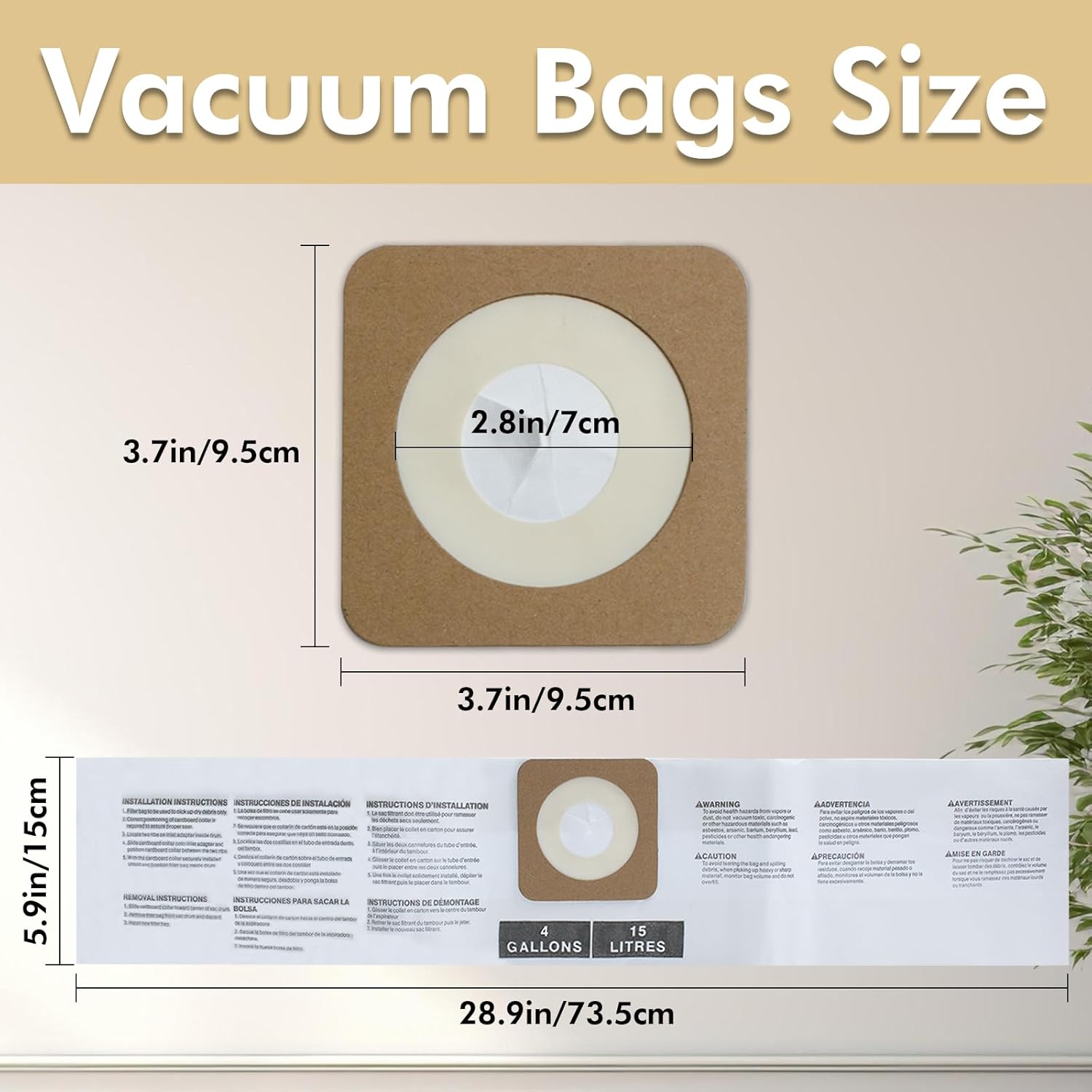 12 Pack 43270 Vacuum Bags Compatible with Craftsman 4 Gallon Shop Vac & DeWALT DXV04T Wet/Dry Vac,Dust Collection Bag Replacement Part# CMXZVBE43270