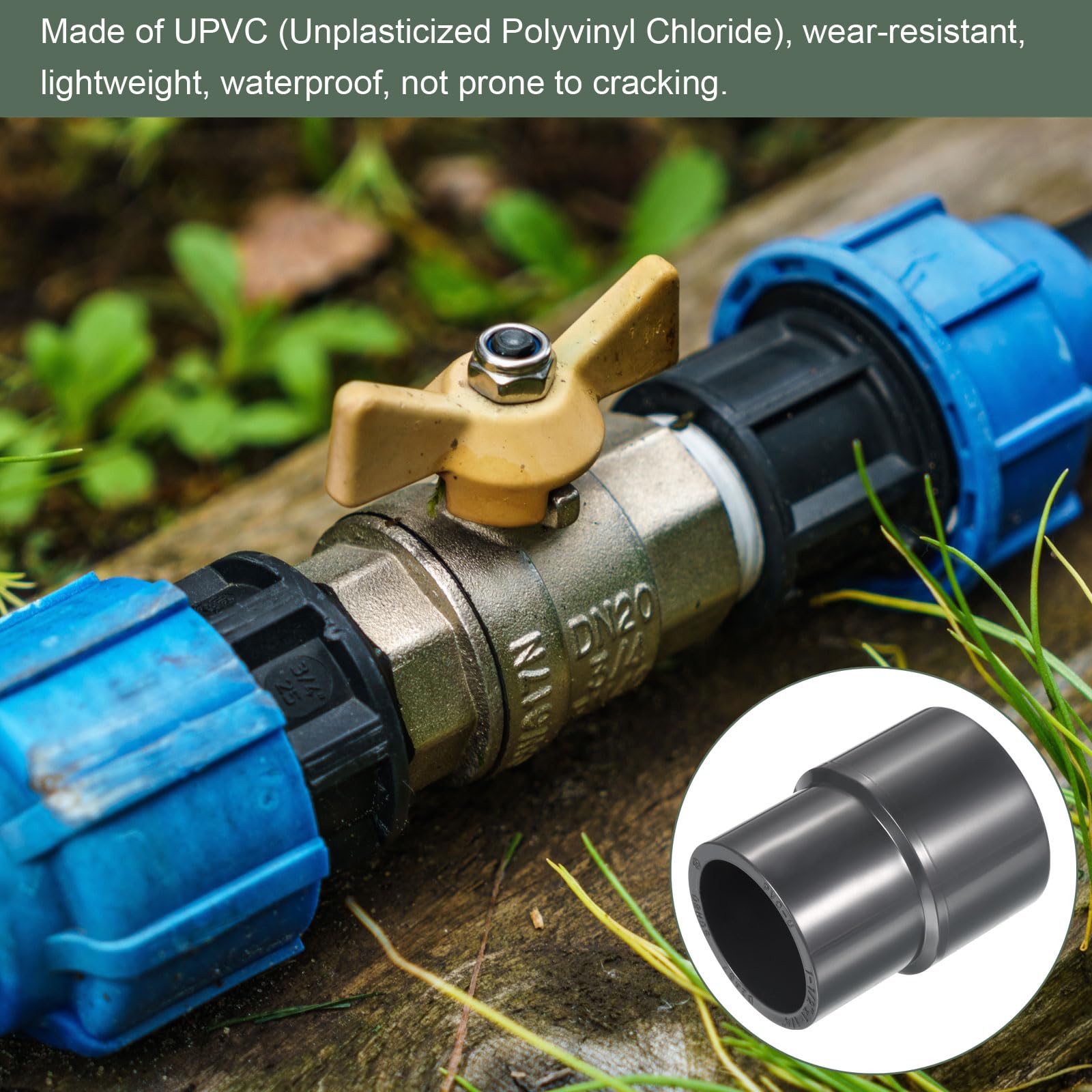 YOKIVE UPVC Reducer Fitting, Straight Adapter Connector Connect Pipe Socket Schedule 80, Great for Bathroom Kitchen - Image 4