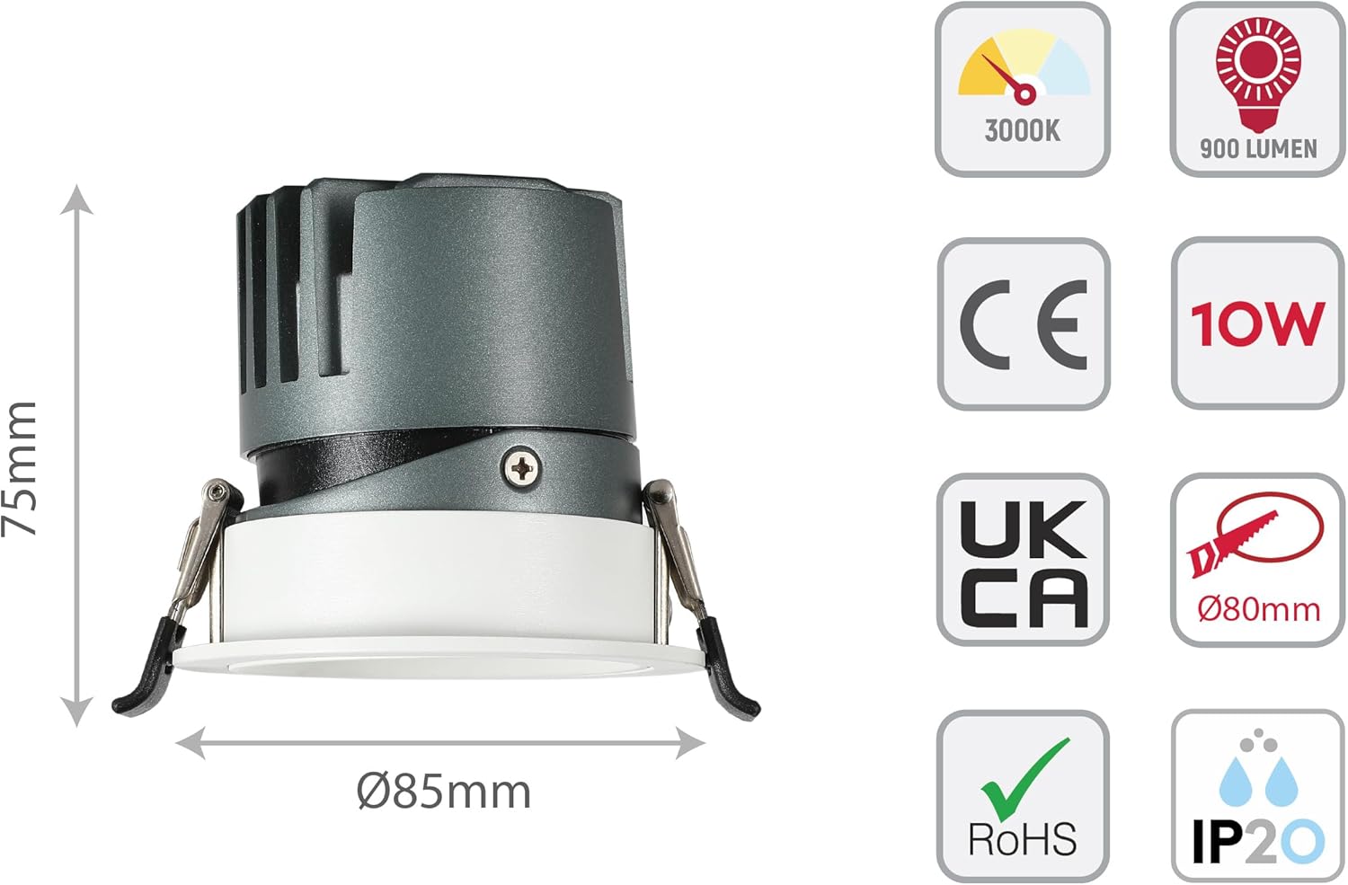 MyHome Elite Adjustable Recessed COB LED Downlight | 10W 3000K | Recessed Lighting Housing & Trim Kits Anti-Glare Downlight | for Entryways Living Spaces Offices | 3000K-White (Built-in LED)