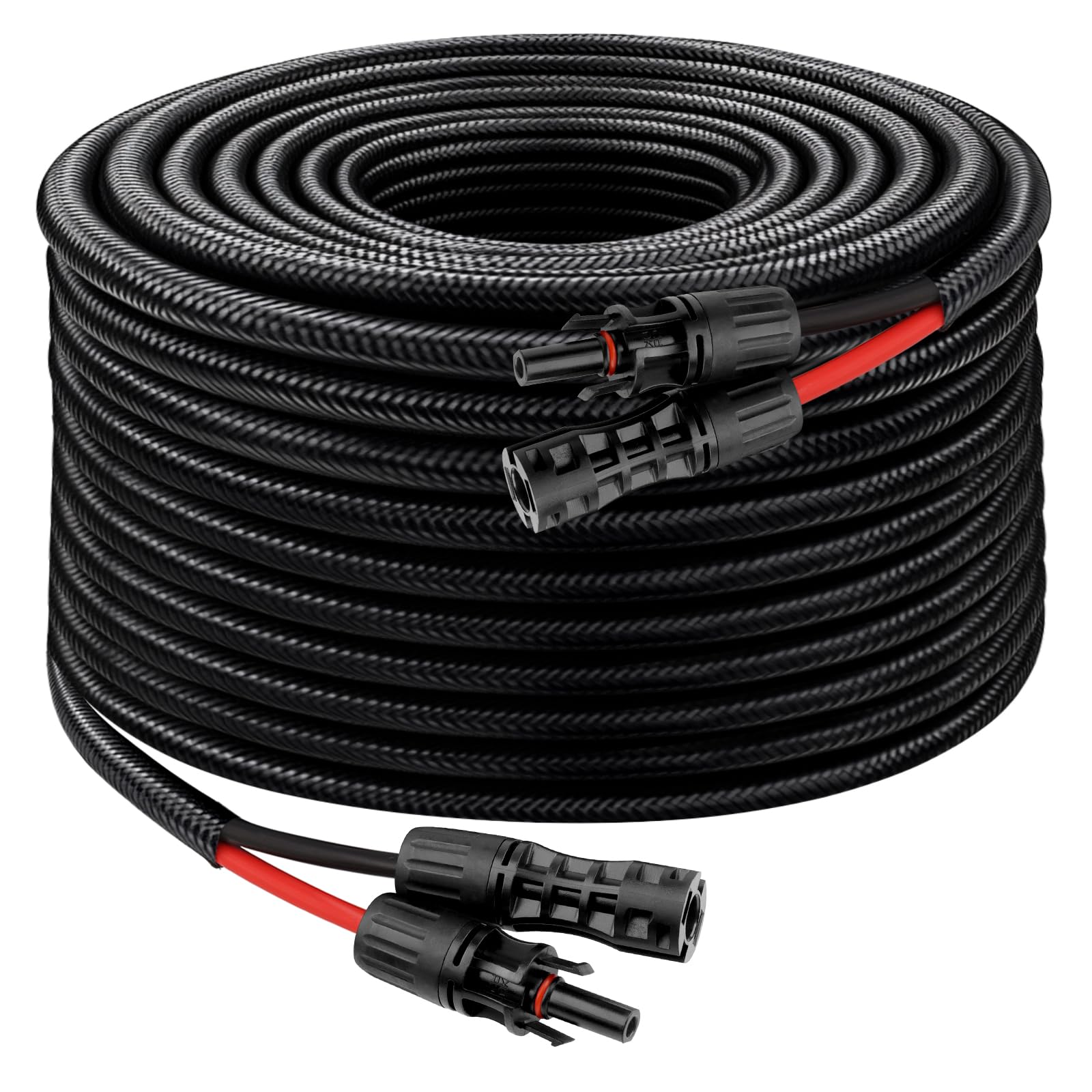 XRDS -RF Solar Cable 50FT, 8AWG Solar Extension Cable with Male &amp; Female Solar Connectors, Flame-Retardant Protective Sleeving Solar Panel Cable, Weatherproof PV Wire for Solar Panel Connection