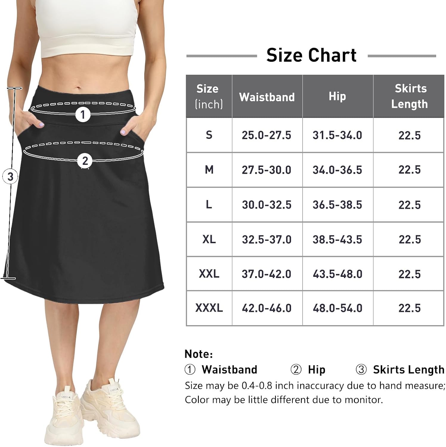 レディース スコート 控えめな膝丈スカート アスレチック ミディ アクティブ ランニング スカート