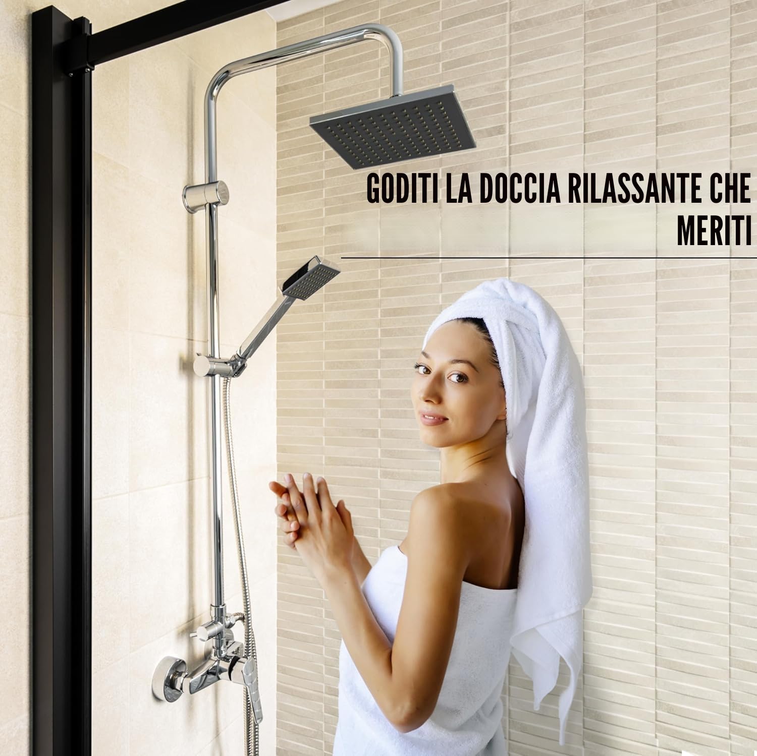 Colonna doccia con miscelatore, doccetta a mano e supporto. Rubinetto doccia da bagno con colonna in ottone.