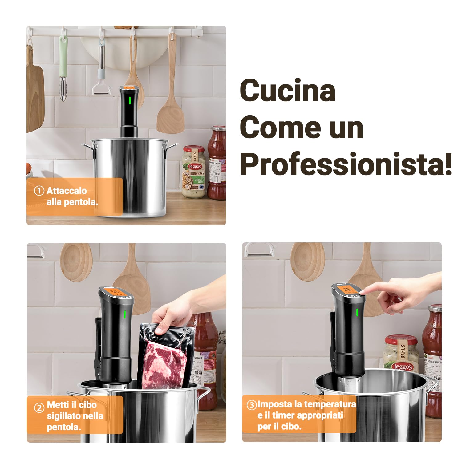 INKBIRD WiFi Sous Vide Roner 1000W Professionale 0°C~90°C Cottura Bassa Temperatura con Ricette APP ISV-200W