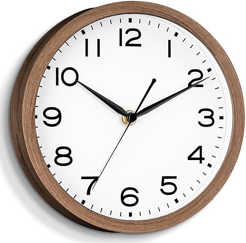 Miniatura 154 de AKCISOT Reloj de pared silencioso sin tictac, moderno, funciona con pilas, 10 pulgadas, analógico, pequeño, clásico, decorativo, para dormitorio