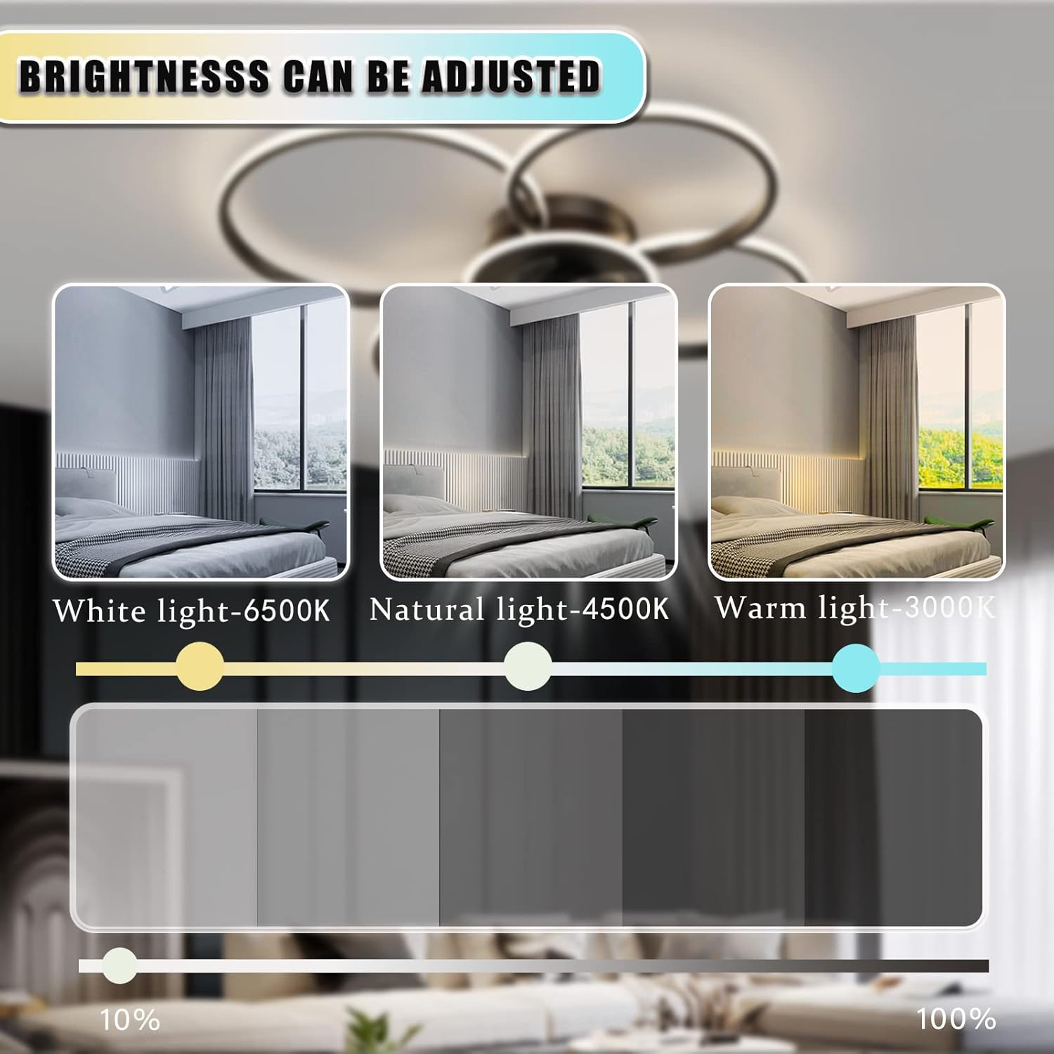 YUEGOO Ceiling Fans with Lamps,Remote App Control Reversible Chandeliers with Fan Dimmable Modern Design Ceiling Fan with Led Lamp for Bedroom Living Room Kitchen/D/80Cm