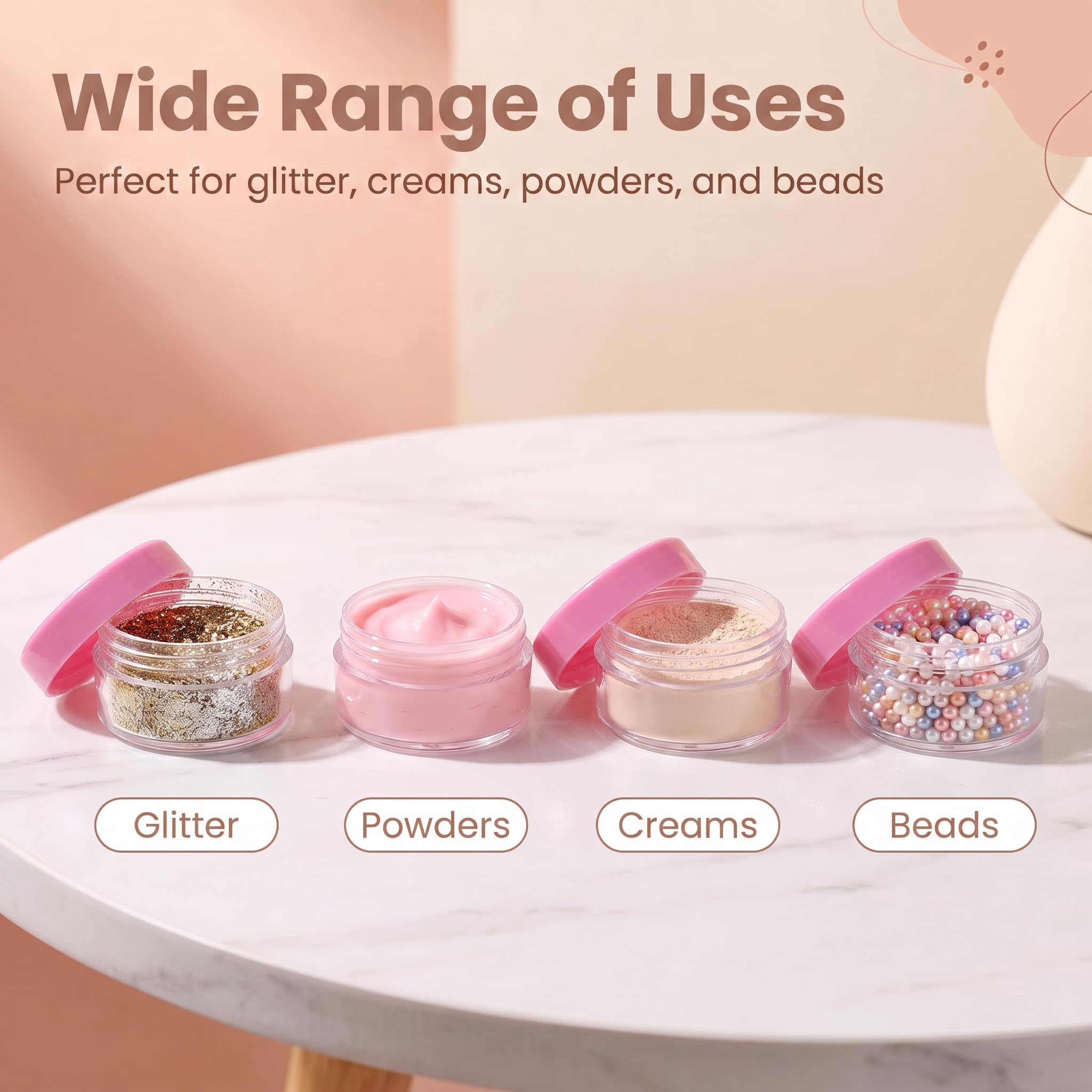 5 Gram Cosmetic Sample Containers, Leak-Proof Plastic Jars