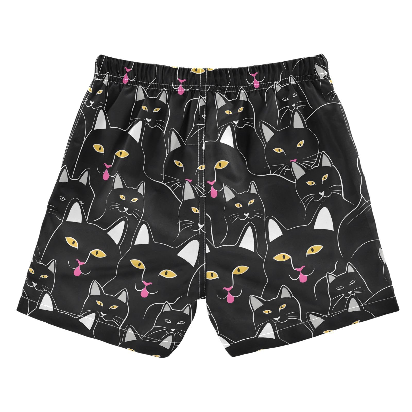 ALAZA Funny Animal Cat Kitten Black Cute Boys Quick Dry Beach Board Shorts Kids Swim Trunks Bathing Suit Swimsuit 2T