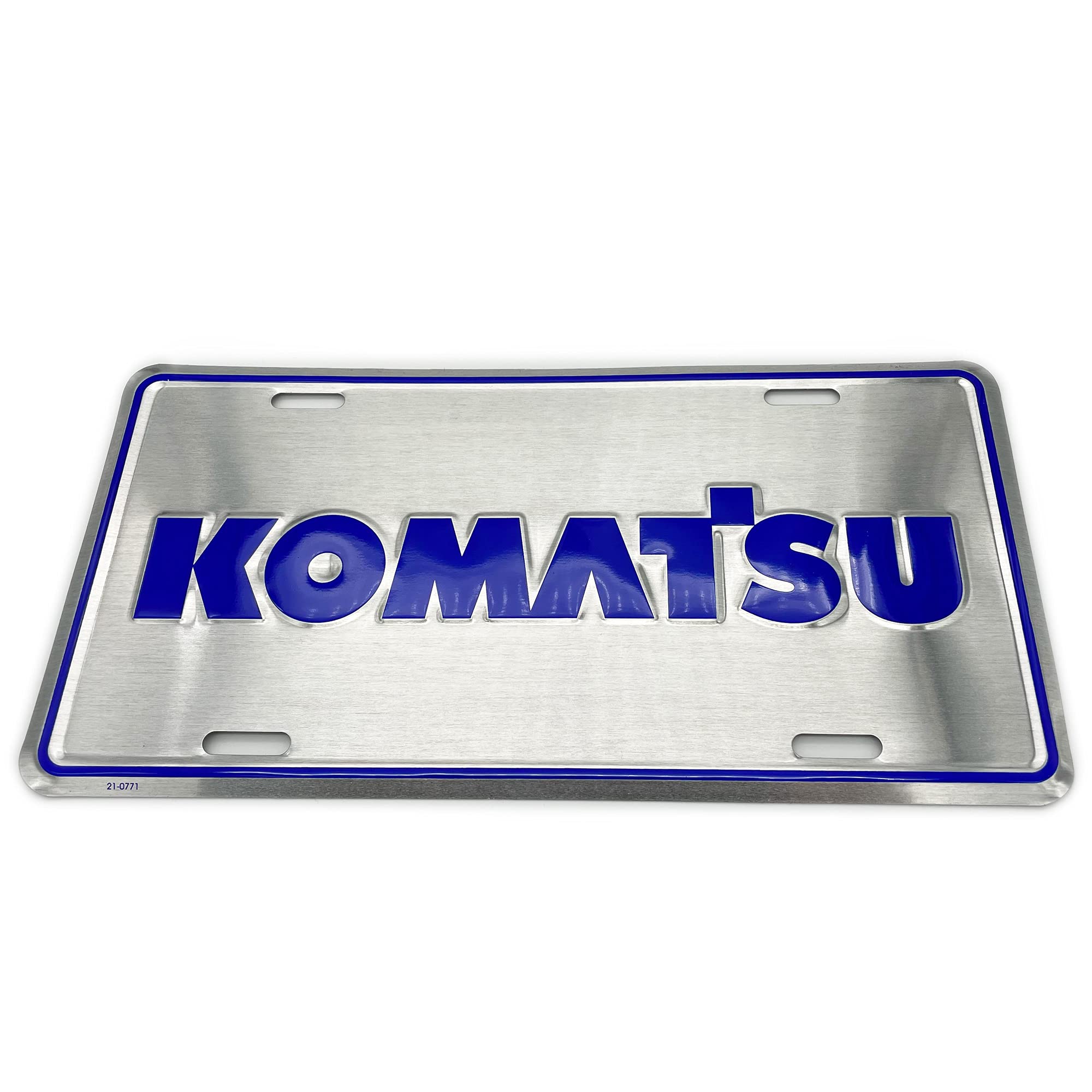 Komatsu Silver Embossed Metal License Plate Tag, Regular size
