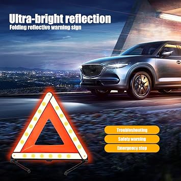 gunhunt Pack-1 Standard Warning Triangles, Reflective Triangle Emergency Warning, Foldable Safety Triangle, Roadside Hazard Sign, Universal Triangular Warning Signs for Cars (Red)