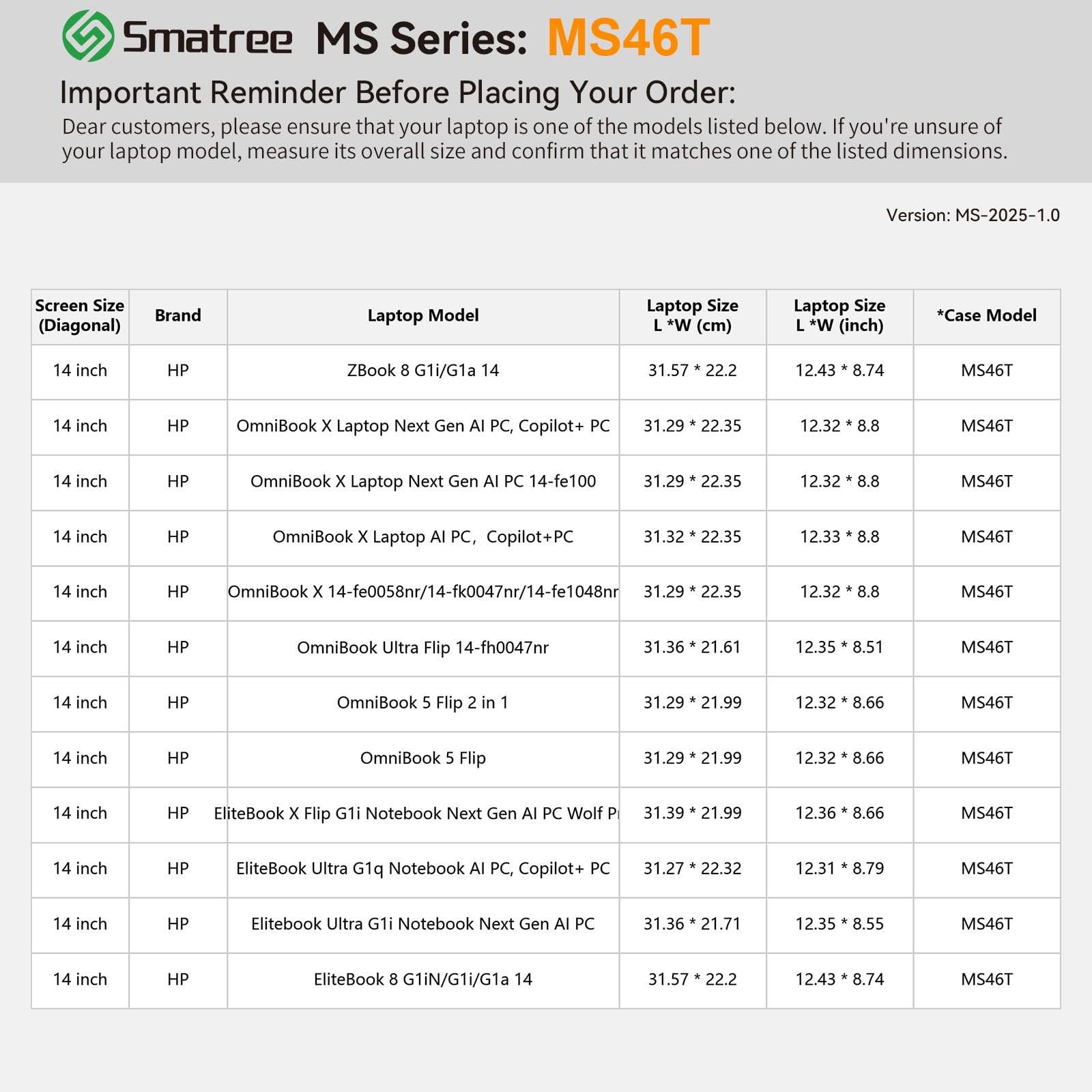Smatree MS46T custodia rigida in EVA con supporto per 14 pollici HP ZBook 8 G1i/G1a, per EliteBook 8 G1iN/G1i/G1a, per OmniBook X portatile Next Gen AI PC 14/OmniBook X portatile 14, bianco
