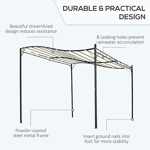 Miniatura 91 de Outsunny Pérgola de aluminio para patio de 10 x 13 pies con toldo retráctil para pérgola, refugio de sombra para porche, fiesta al aire libre, Marrón