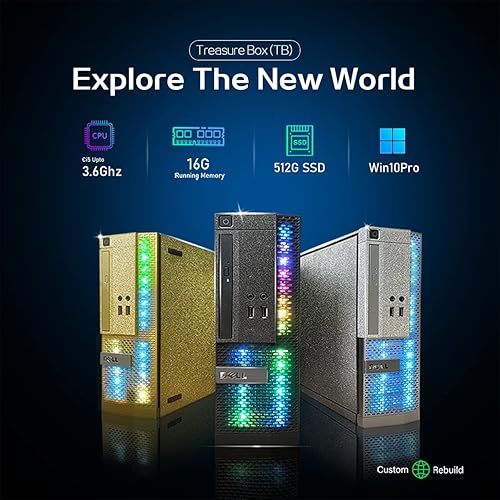 Miniatura 3 de Dell PC Treasure Box RGB Computadora de escritorio Intel Quad Core I5 hasta 3.6G, 16G, 512G SSD, WiFi y Bluetooth, teclado y mouse RGB para juegos,