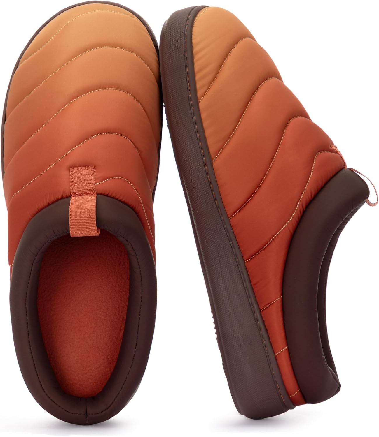 Zizor Men's Camp-Style Slip on Slippers Indoor Outdoor,Puffer House Shoes with Fleece Lining, Hard Sole & Memory Foam Cushioning