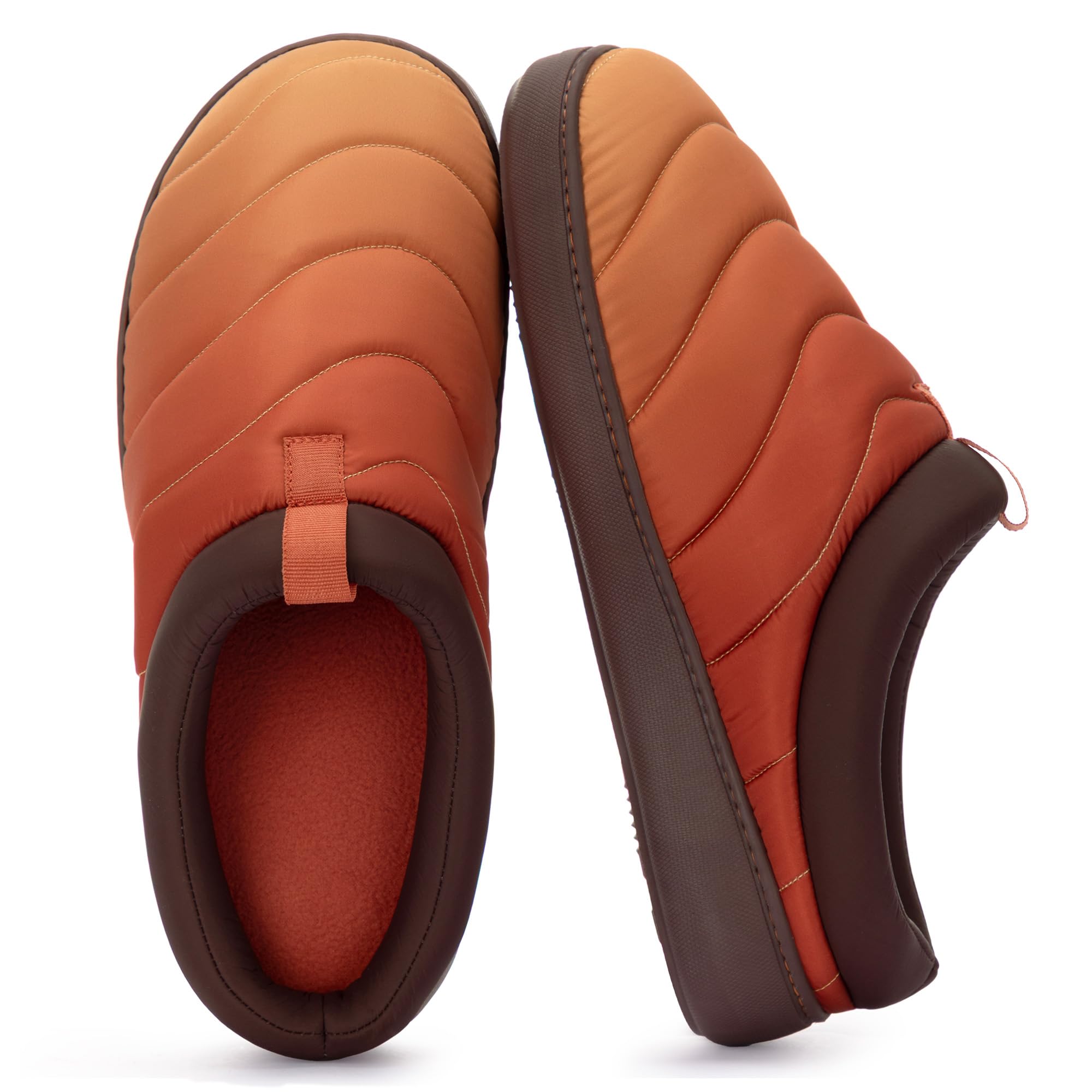 Zizor Men's Cozy Warm House Shoes Slippers Slip-On - Nylon Ski Fabric Water Resistant Indoor Outdoor Slippers with Fleece Lining, Hard Sole & Memory