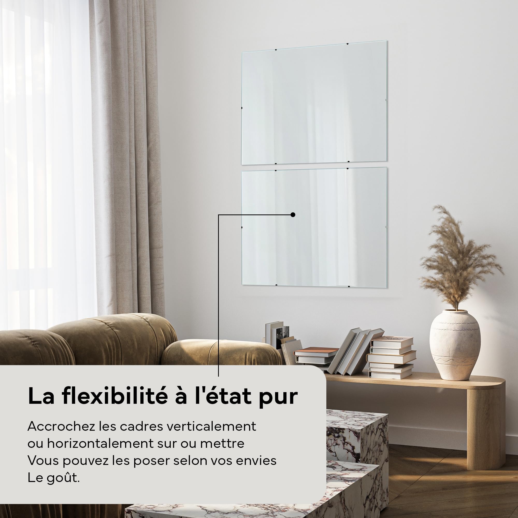Cadre photo sans cadre 40x50 Pack de 2/Cadre photo en verre à suspendre au mur/Cadre photo