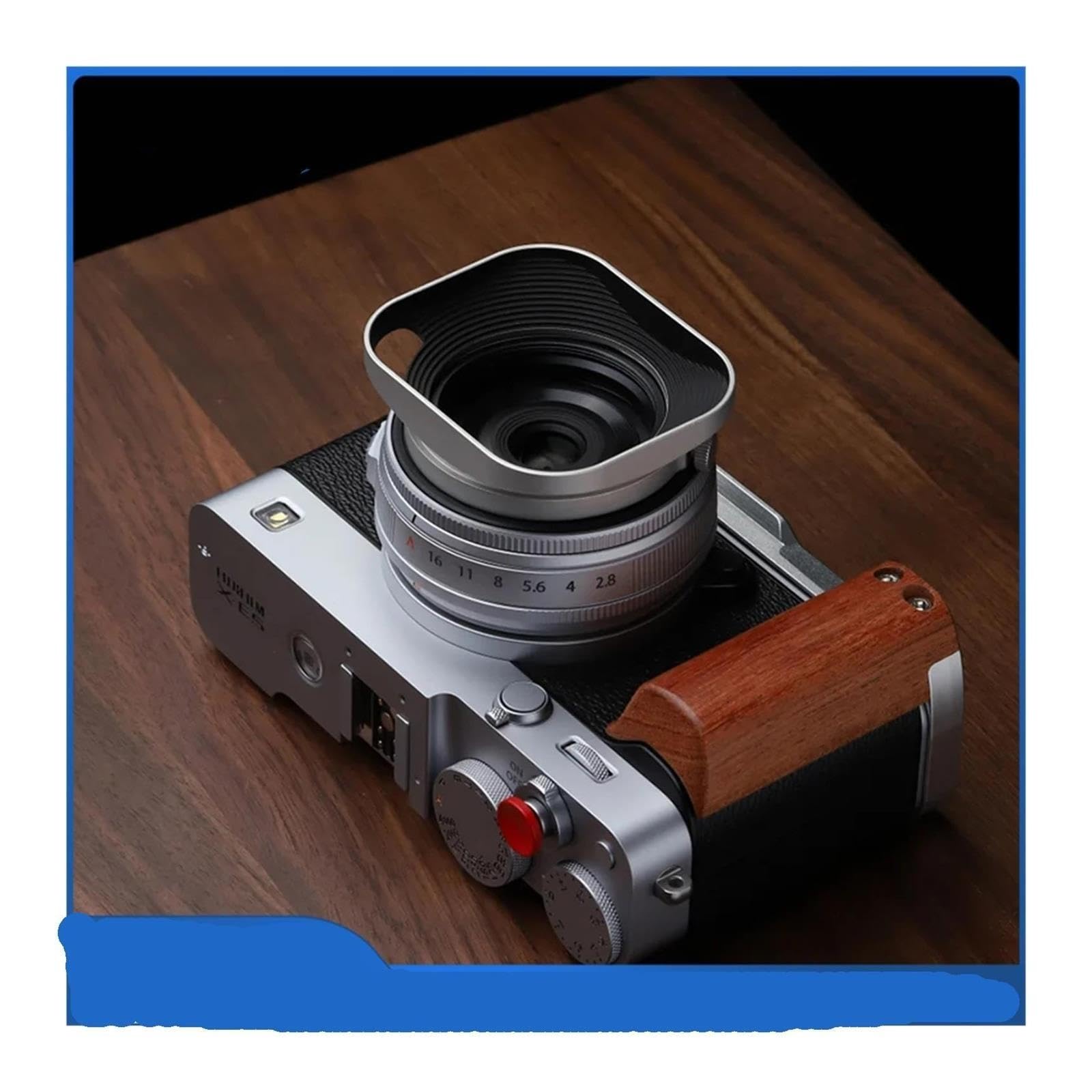 Pare-Soleil carré en métal 39mm, Compatible avec Fujifilm XF23mm F2.8 R WR,XF27mm F2.8 R WR I/II, avec Capuchon métallique sur X-E5(Black Hollow Out)