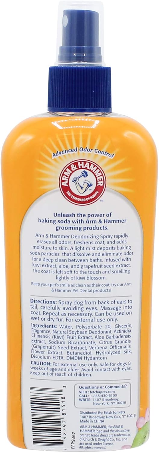 Arm & Hammer For Pets Super Deodorizing Spray for Dogs | Best Odor Eliminating Spray for All Dogs & Puppies | Arm & Hammer Baking Soda Formula with Kiwi Blossom Scent, 8 Fl Oz - 2 Pack : Everything Else