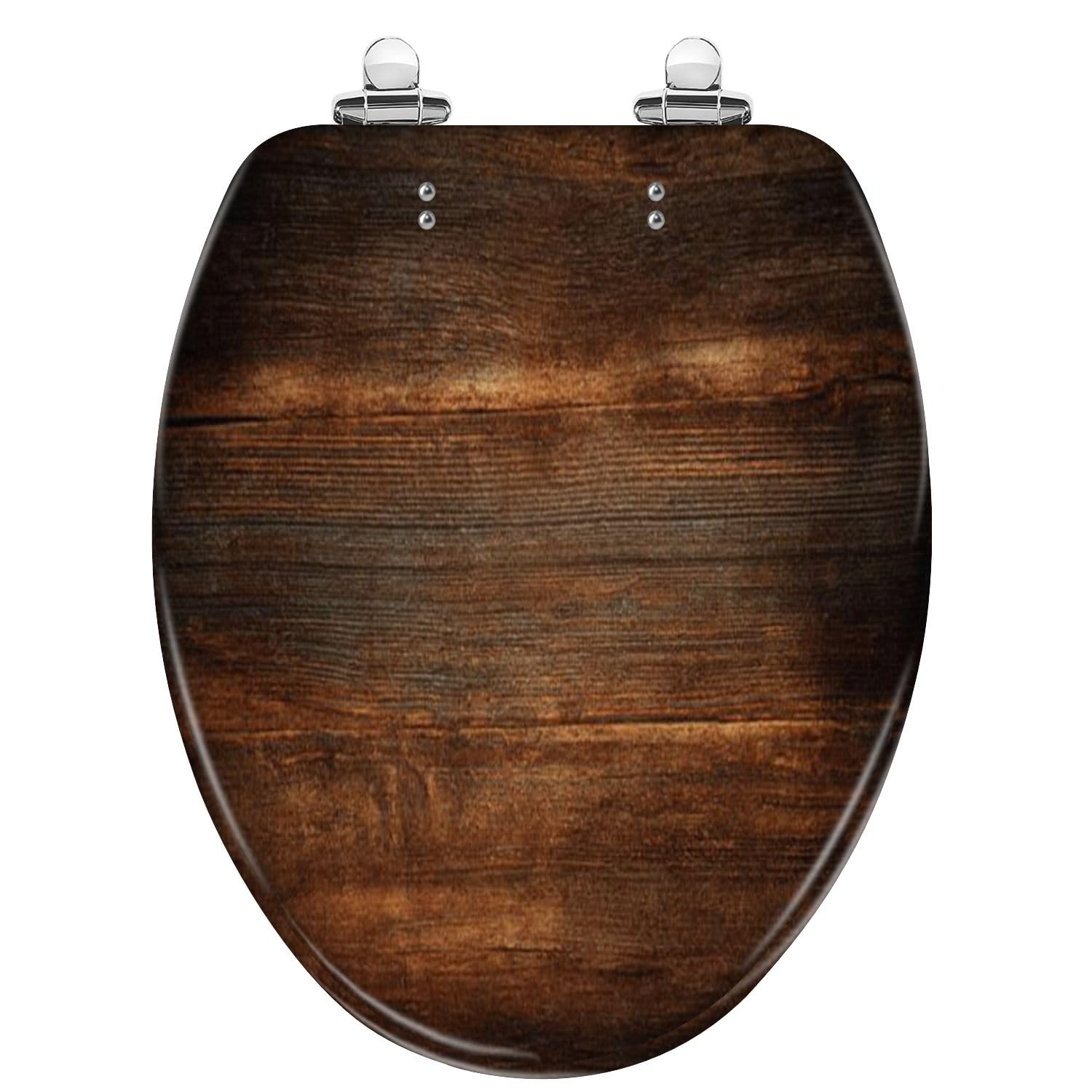 Tazyyzuu Multi4 Cedar Wood Resin Round Toilet Seat With Slow Close Lid Quick Release Hinges Easy Clean Design(,Elongated)