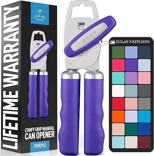 Miniatura 34 de Zulay Kitchen Abrelatas manual de acero inoxidable resistente con abridor de botellas, abrelatas manual a prueba de óxido con perilla giratoria y