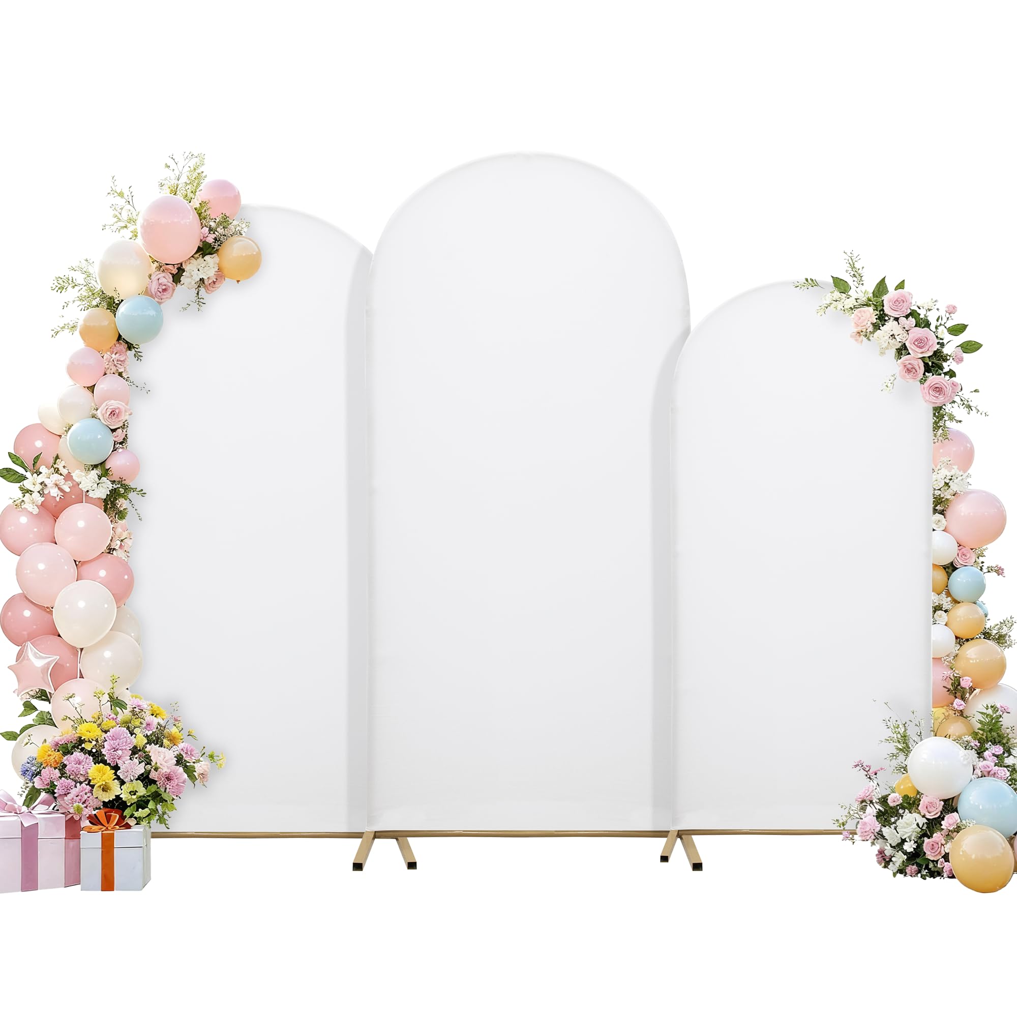 Hochzeitsbogen-Abdeckung|(6FT/6.6FT/7.2FT) Bogenrahmen-Abdeckung| Stretch-Hintergrundabdeckung|Geeignet für Hochzeiten,Geburtstagsfeiern,Taufen (Weiß, 6FT-6.6FT-7.2FT)