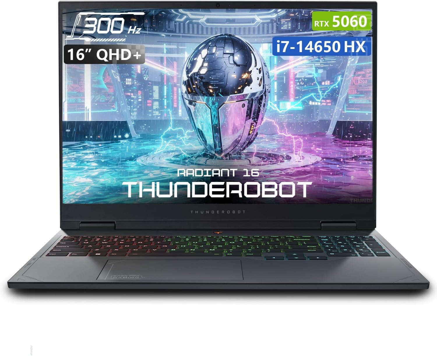 Thunderobot Radiant 16 5060 Gaming Laptop, 16" QHD+ 300Hz 2.5K Display, Core i7-14650HX, NVIDIA GeForce RTX 5060, 64GB DDR5 RAM, 2TB SSD, RGB Backlit Keyboard, Wi-Fi 6, Win11 Home