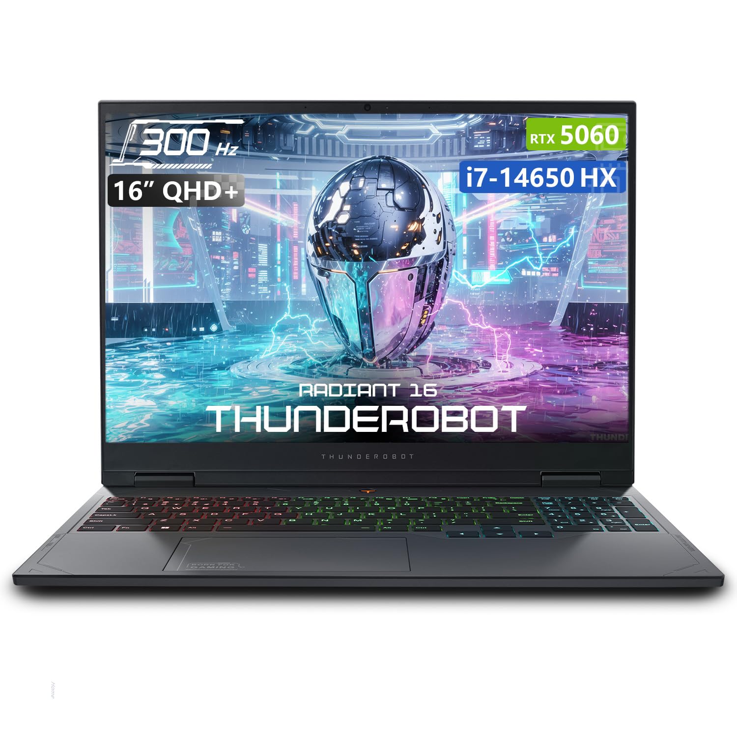 Thunderobot Radiant 16 5060 Gaming Laptop, 16" QHD+ 300Hz 2.5K Display, Core i7-14650HX, NVIDIA GeForce RTX 5060, 64GB DDR5 RAM, 4TB SSD, RGB Backlit Keyboard, Wi-Fi 6, Win11 Home