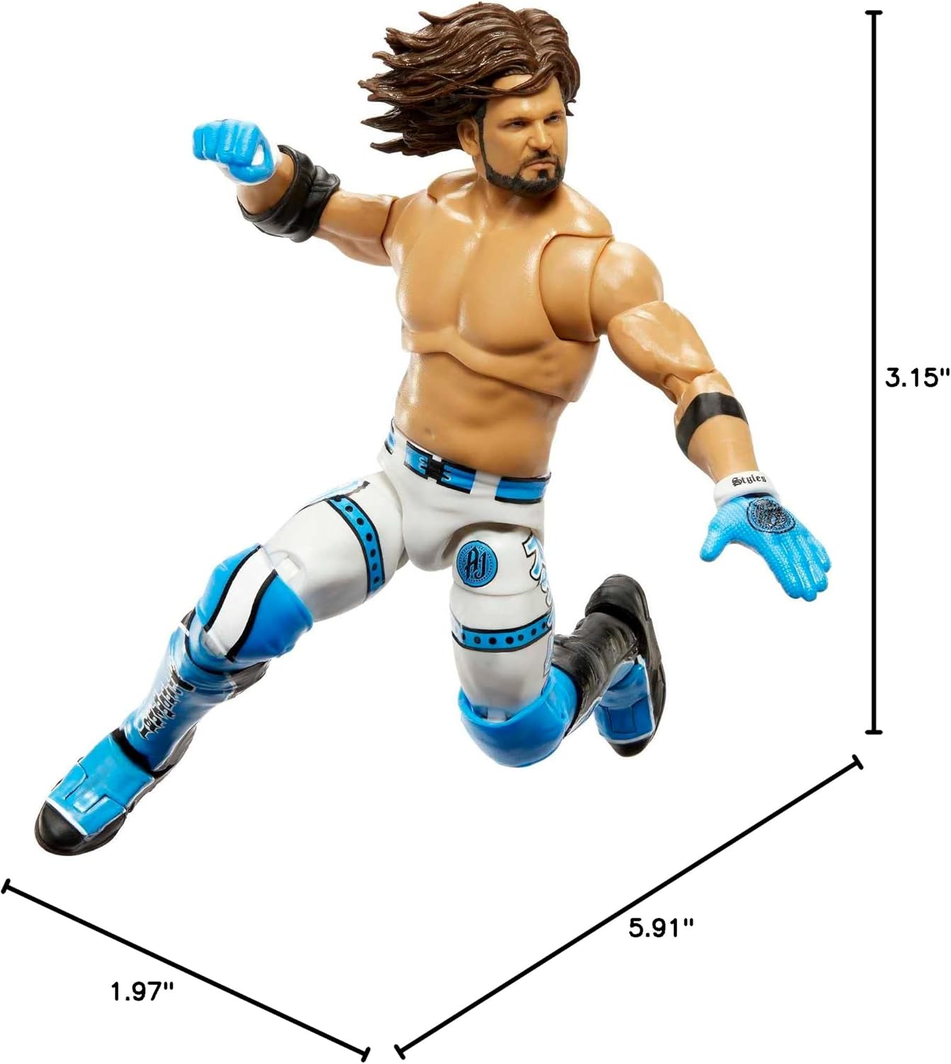 Mattel WWE Ultimate Edition Action Figure & Accessories Set, AJ Styles 6-inch Collectible with 30 Articulation Points, Swappable Pieces & Entrance Gear