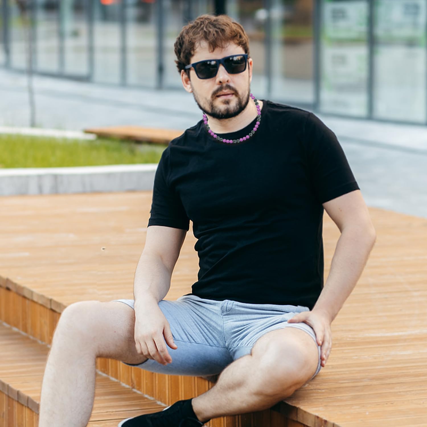 Baseball Chain Beaded Necklace, 16/18/20'' Ice Collection Diamond Bling Discoball Baseball Dirp - Image 6