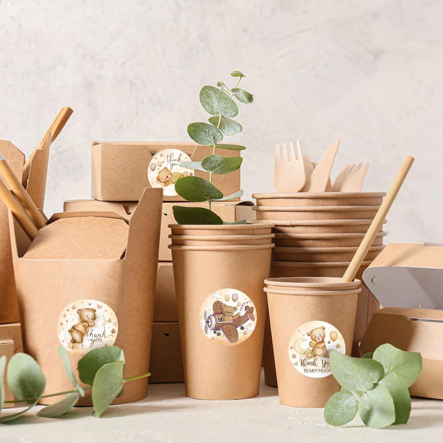 Whaline 1000Pcs Bear Baby Shower Stickers Thank You Beary Much Stickers Bear Mini Candy Wrappers Chocolate Drop Labels for Baby Shower Birthday Weeding Gender Reveal Party Favors - Image 7