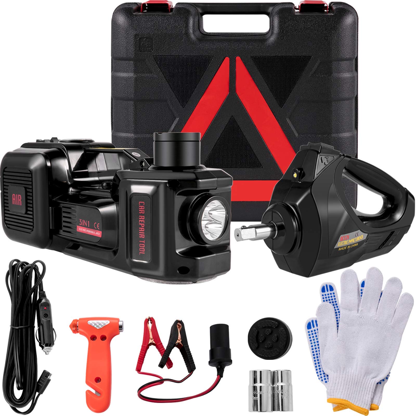 Cric per auto elettrico Cric idraulico per auto da 3 tonnellate, cric elettrico da pavimento con avvitatore a percussione elettrico, set di cric per SUV MPV Berlina Riparazione garage Cambio